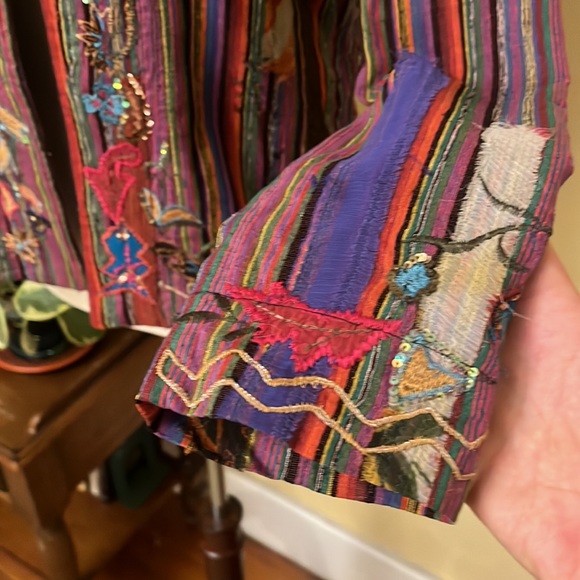 Vintage Embroidered Boho‎ Jacket by Chico’s Size 0 - Picture 3 of 3